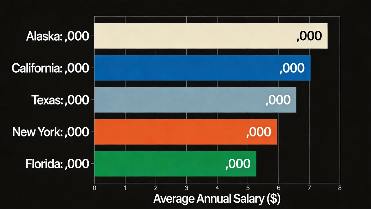 Hero chart showing national game warden salary percentiles from 10th to 90th with median highlighted