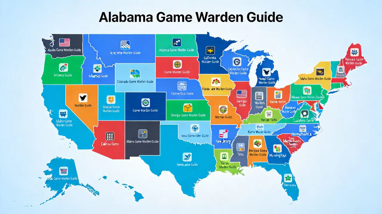 Map of the United States with all states clickable linking to individual game warden guides